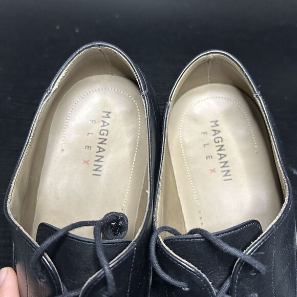Magnanni Flex Mens Size 12 Black Leather Dress Shoes Cap Toe - Picture 8 of 13